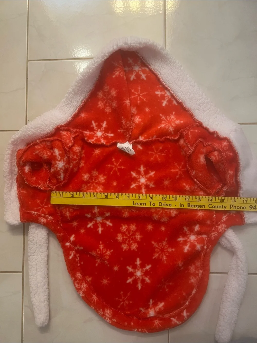 Red with White Snowflakes Fleece with White Sherpa Accents Hooded Robe for Dog